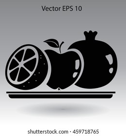 Flat fruit on a plate icon.