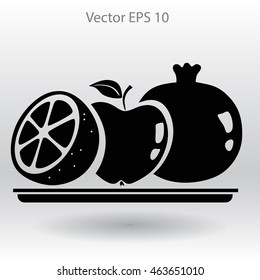 Flat fruit on a plate icon.