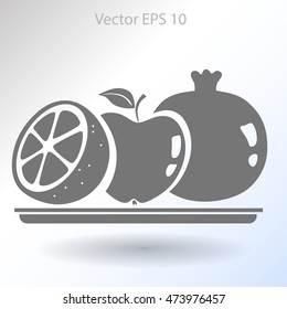 Flat fruit on a plate icon.