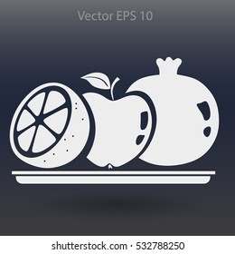 Flat fruit on a plate icon.
