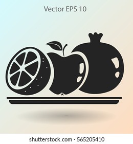 Flat fruit on a plate icon.