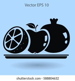 Flat fruit on a plate icon.
