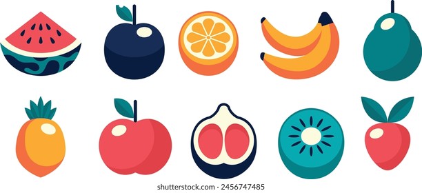 Flat Fruit Simple Set Illustration 