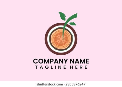 Flat fruit wood trunk icon symbol logo template vector design illustration