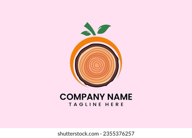 Flat fruit wood trunk icon symbol logo template vector design illustration