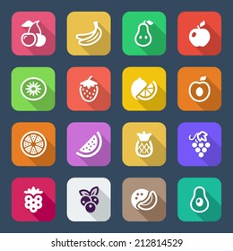 flat fruits icons set. isolated. colorful
