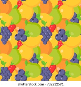 Flat fruits seamless pattern.Vector illustration