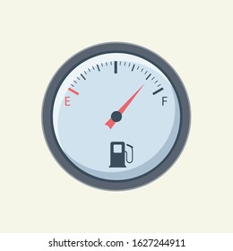 Flat fuel gauge. Fuel meter car. Vector