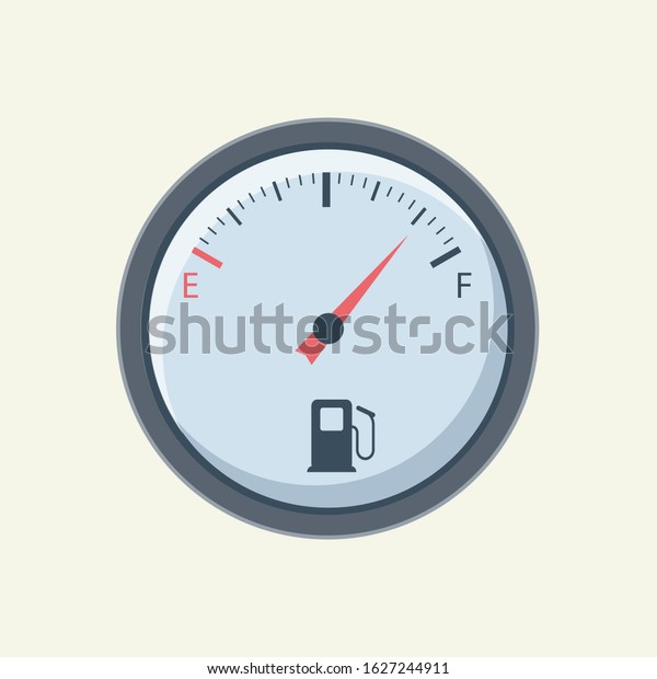 Flat fuel gauge. Fuel\
meter car. Vector