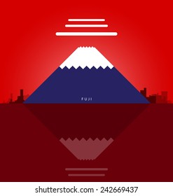 Flat fuji mountain in japan page decoration. vector illustration