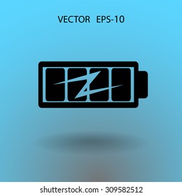 Flat full  battery charged  icon