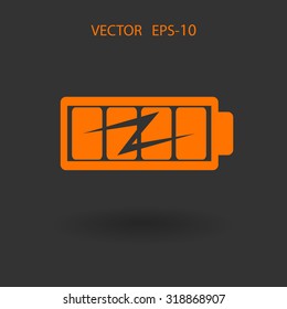 Flat full  battery charged  icon