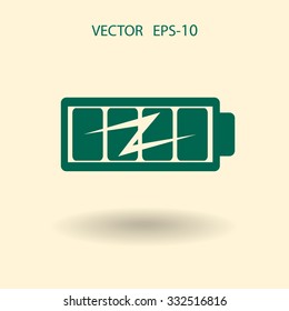 Flat full  battery charged  icon