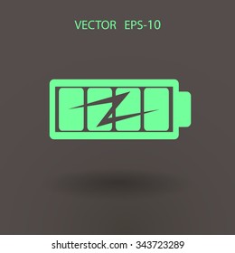 Icono con carga de batería completa plana