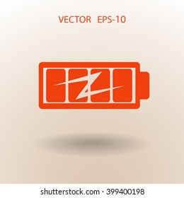 Flat full  battery charged  icon