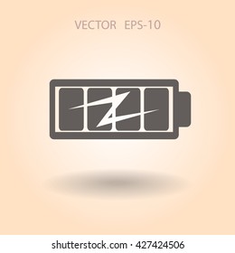Flat full  battery charged  icon