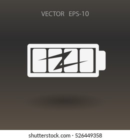 Flat full  battery charged  icon, vector illustration