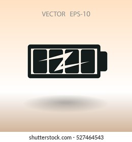 Icono de carga de batería plana completa, ilustración vectorial