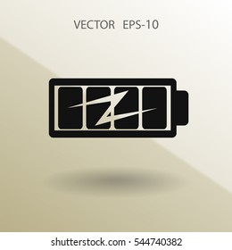 Icono de carga de batería plana completa, ilustración vectorial
