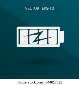 Flat full  battery charged  icon, vector illustration