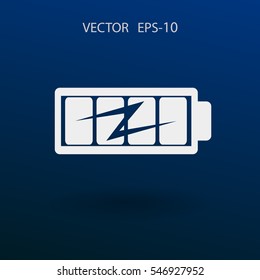 Flaches, mit voller Batterie aufgeladenes Symbol, Vektorgrafik