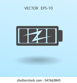 Icono de carga de batería plana completa, ilustración vectorial