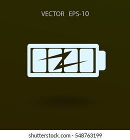 Icono de carga de batería plana completa, ilustración vectorial