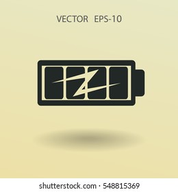 Icono de carga de batería plana completa, ilustración vectorial