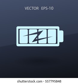 Icono de carga de batería plana completa, ilustración vectorial