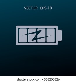 Icono de carga de batería plana completa, ilustración vectorial
