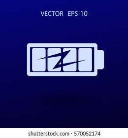 Flaches, mit voller Batterie aufgeladenes Symbol, Vektorgrafik
