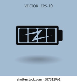Flat full  battery charged  icon, vector illustration