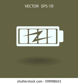 Icono de carga de batería plana completa, ilustración vectorial