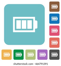 Flat full battery icons on rounded square color backgrounds.