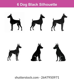 Conjunto de silhueta vetor preto plano de tamanho médio Labrador Retriever cão