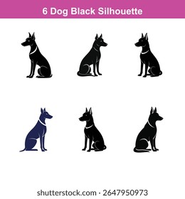 Conjunto de silhueta vetor preto plano de tamanho médio Labrador Retriever cão