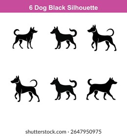 Conjunto de silhueta vetor preto plano de tamanho médio Labrador Retriever cão