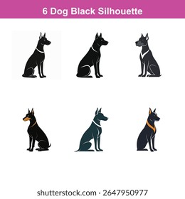 Conjunto de silhueta vetor preto plano de tamanho médio Labrador Retriever cão
