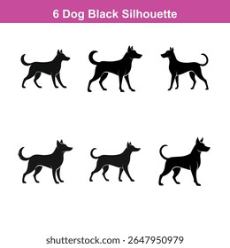 Conjunto de silhueta vetor preto plano de tamanho médio Labrador Retriever cão