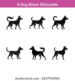 Conjunto de silhueta vetor preto plano de tamanho médio Labrador Retriever cão
