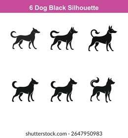 Conjunto de silhueta vetor preto plano de tamanho médio Labrador Retriever cão