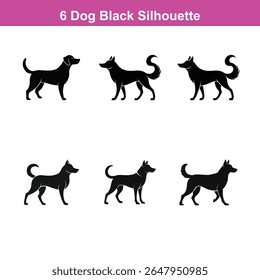 Conjunto de silhueta vetor preto plano de tamanho médio Labrador Retriever cão