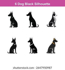 Conjunto de silhueta vetor preto plano de tamanho médio Labrador Retriever cão