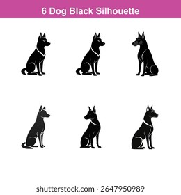 Conjunto de silhueta vetor preto plano de tamanho médio Labrador Retriever cão
