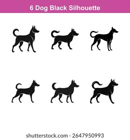 Conjunto de silhueta vetor preto plano de tamanho médio Labrador Retriever cão