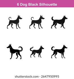 Conjunto de silhueta vetor preto plano de tamanho médio Labrador Retriever cão