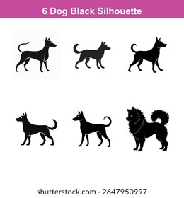 Conjunto de silhueta vetor preto plano de tamanho médio Labrador Retriever cão