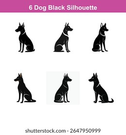 Conjunto de silhueta vetor preto plano de tamanho médio Labrador Retriever cão