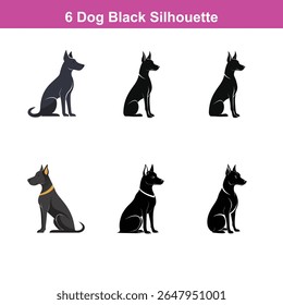 Conjunto de silhueta vetor preto plano de tamanho médio Labrador Retriever cão