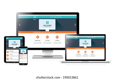 Flat fully responsive website web design in modern vectors